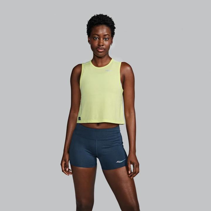 Stopwatch Crop Tank, Sunny Lime Heather, dynamic