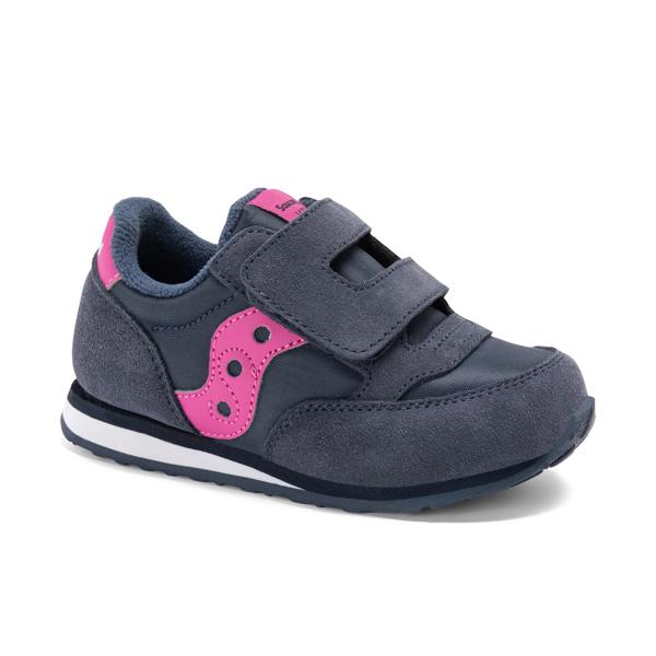 Baby Jazz Hook & Loop Sneaker, Navy/Pink, dynamic