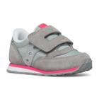 Baby Jazz Hook & Loop Sneaker, Grey/Silver/Pink, dynamic 2