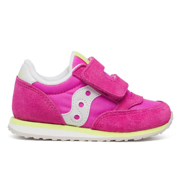 Baby Jazz Hook & Loop Sneaker, Pink/Lime, dynamic