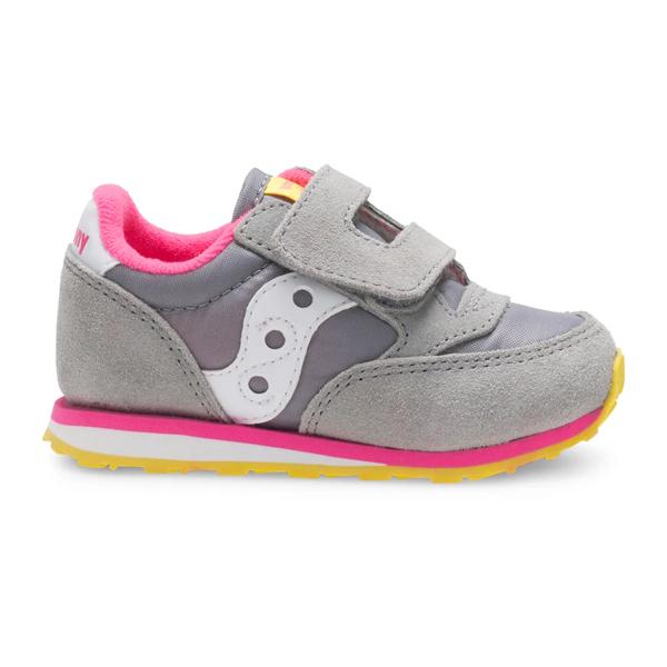 Baby Jazz Hook & Loop Sneaker, Grey/Pink, dynamic