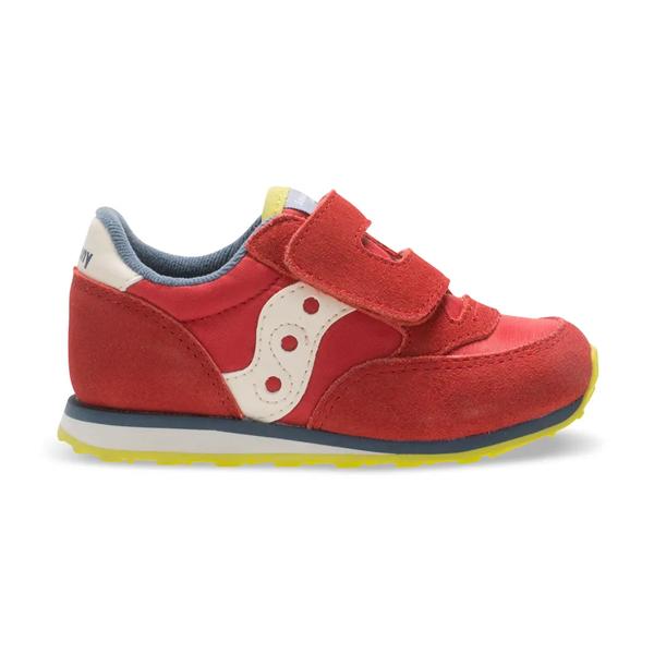 Baby Jazz Hook & Loop Sneaker, Red/Blue/Lime, dynamic