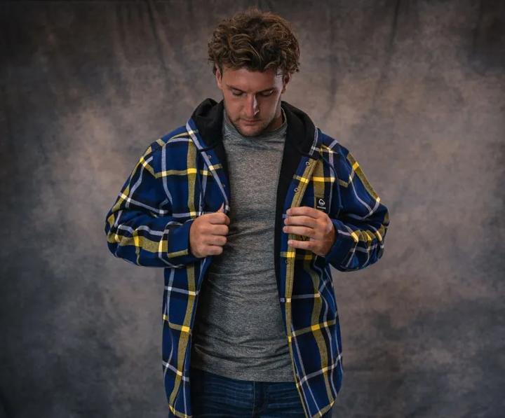 Wolverine x Michigan Bucksaw Hooded Flannel Shirt Jacket
