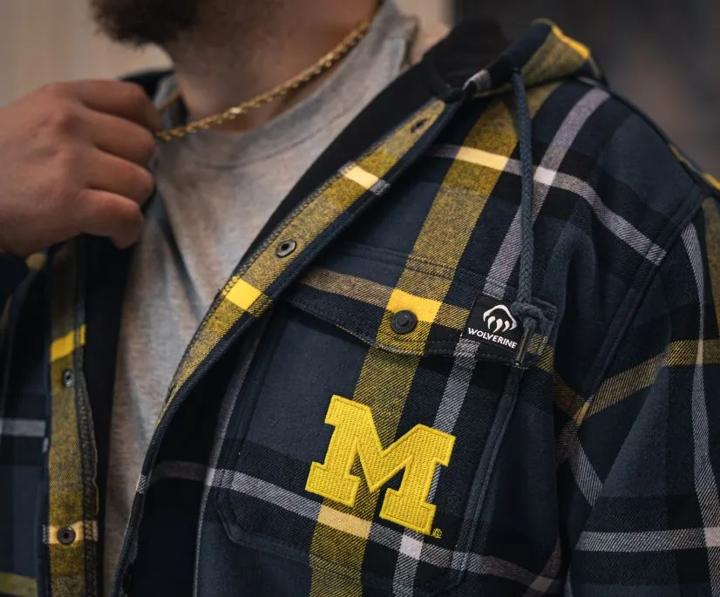 Wolverine x Michigan Bucksaw Hooded Flannel Shirt Big & Tall