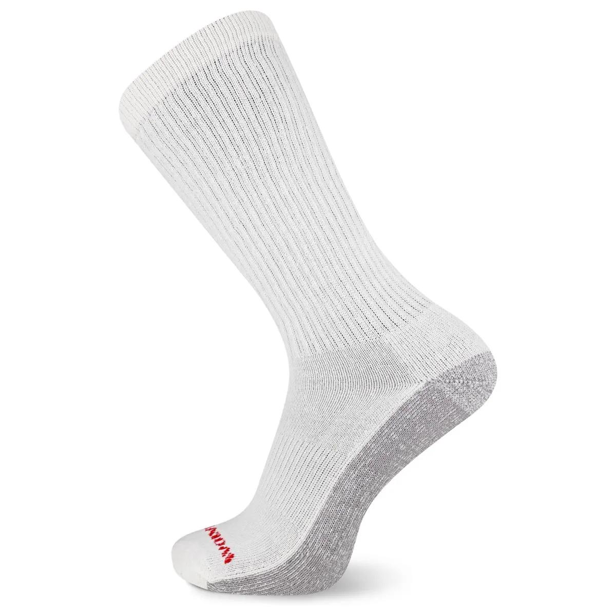 6-PK Cotton Comfort Steel-Toe Crew Sock, White, dynamic 1