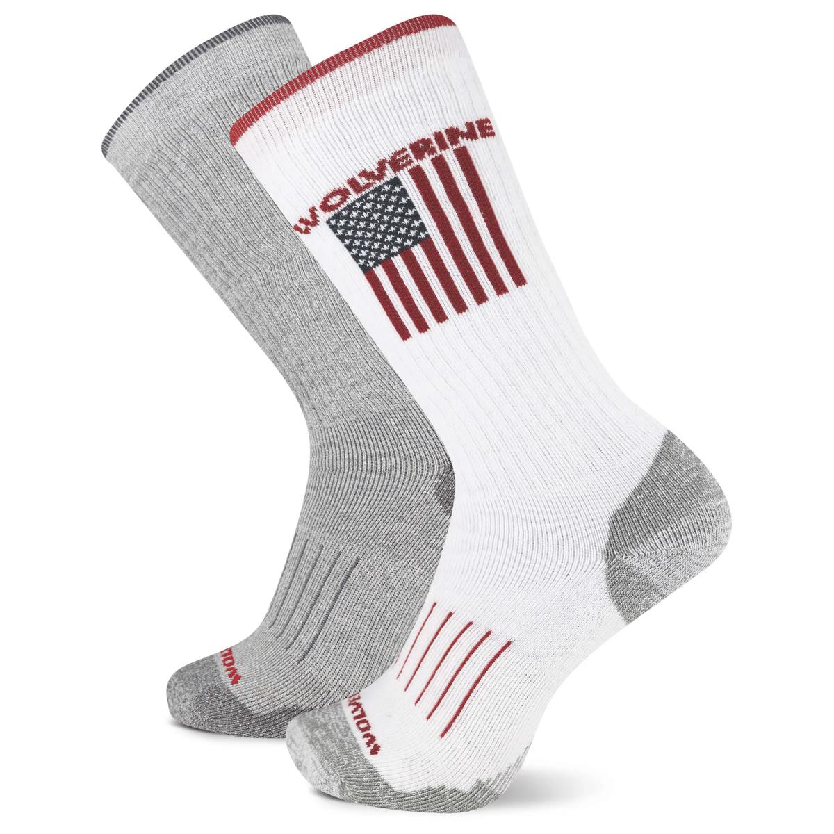 2-PK All Season Mid-Calf Work Sock, White Assorted, dynamic 1