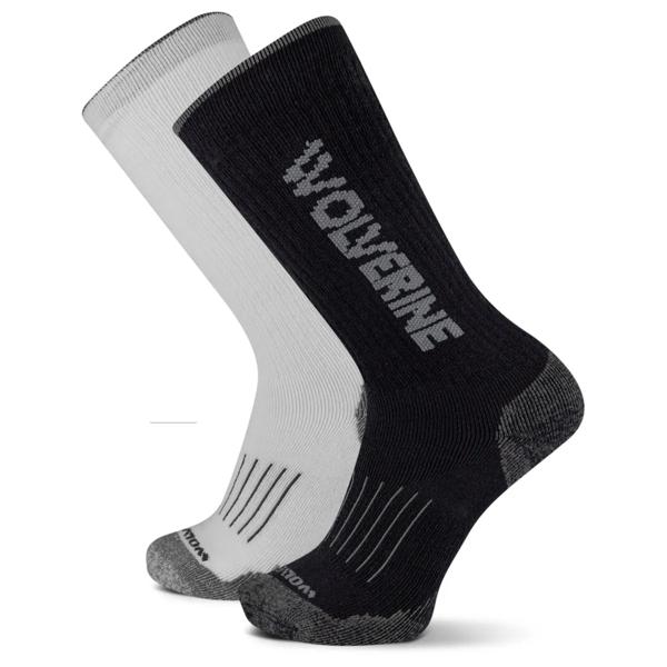 2-PK All Season Mid-Calf Work Sock, White Assorted, dynamic