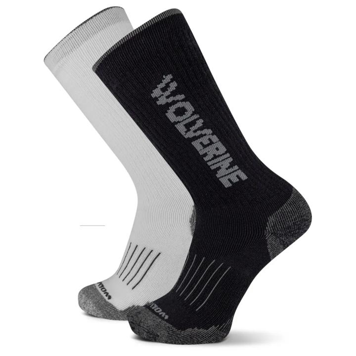 2-PK All Season Mid-Calf Work Sock, White Assorted, dynamic