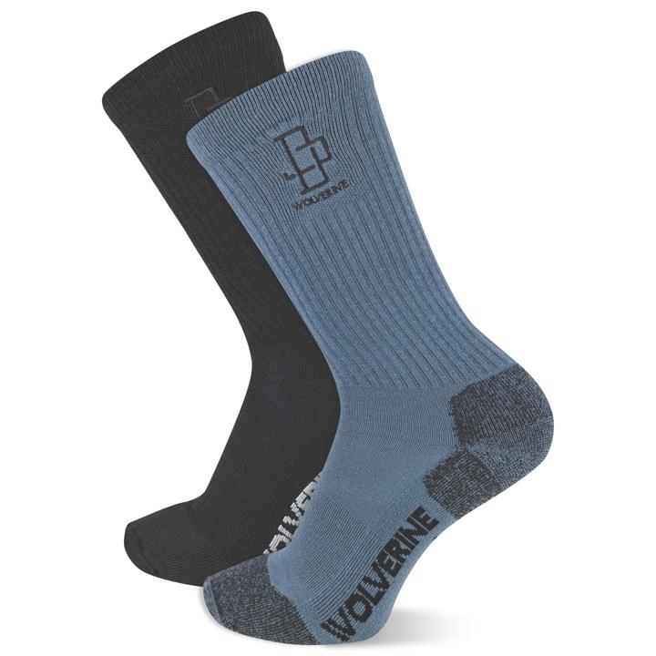 Wolverine x Jordan Davis 2pk Crew Sock, Black, dynamic