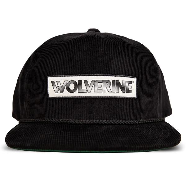 Patch Flat Brim Corduroy Cap, Black, dynamic