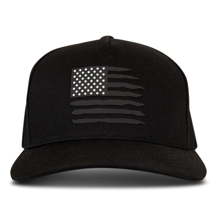 Raised American Flag 5-Panel Cap, Black, dynamic