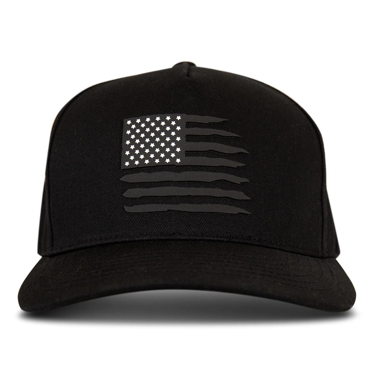 Raised American Flag 5-Panel Cap, Black, dynamic 1