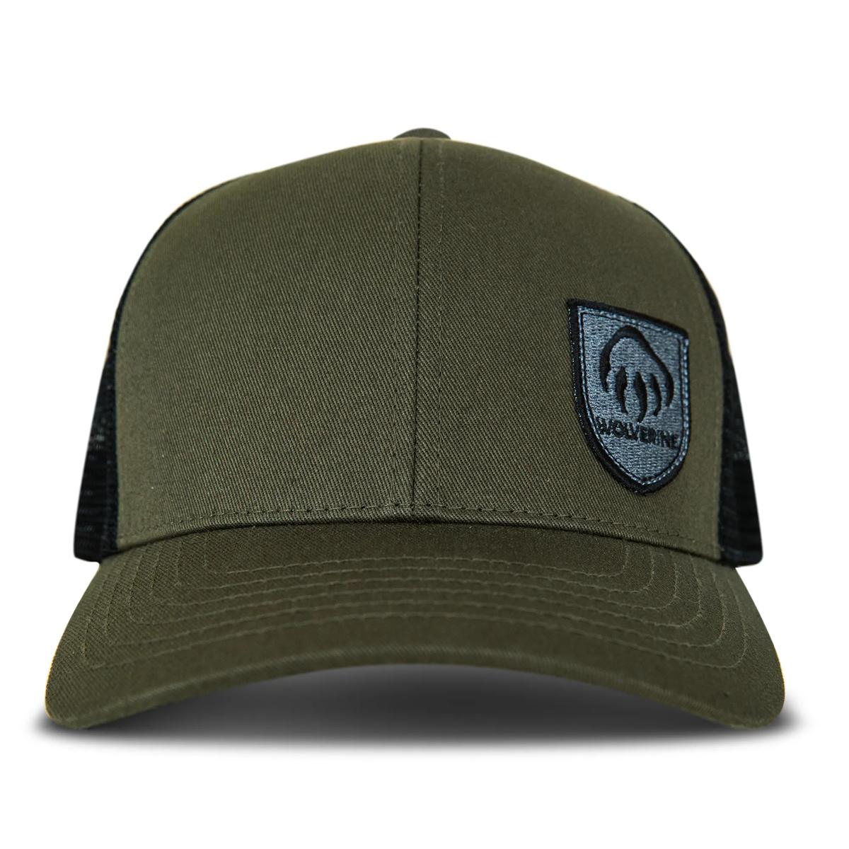 Claw Embroidered Shield Patch Trucker Cap, Olive, dynamic 1