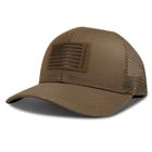 American Flag Leather Patch Trucker Cap, Cedar, dynamic 2