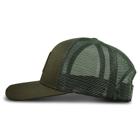 American Flag Leather Patch Trucker Cap, Olive, dynamic 4