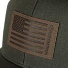 American Flag Leather Patch Trucker Cap, Olive, dynamic 3