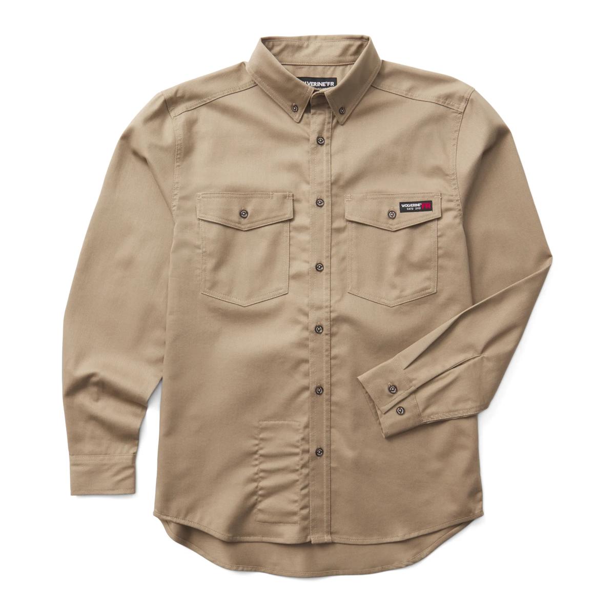 FR Twill Long Sleeve Shirt, Khaki, dynamic 1