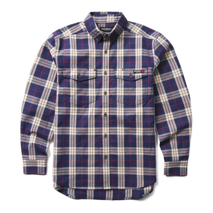 FR Plaid Long Sleeve Twill Shirt, Dark Navy Plaid, dynamic