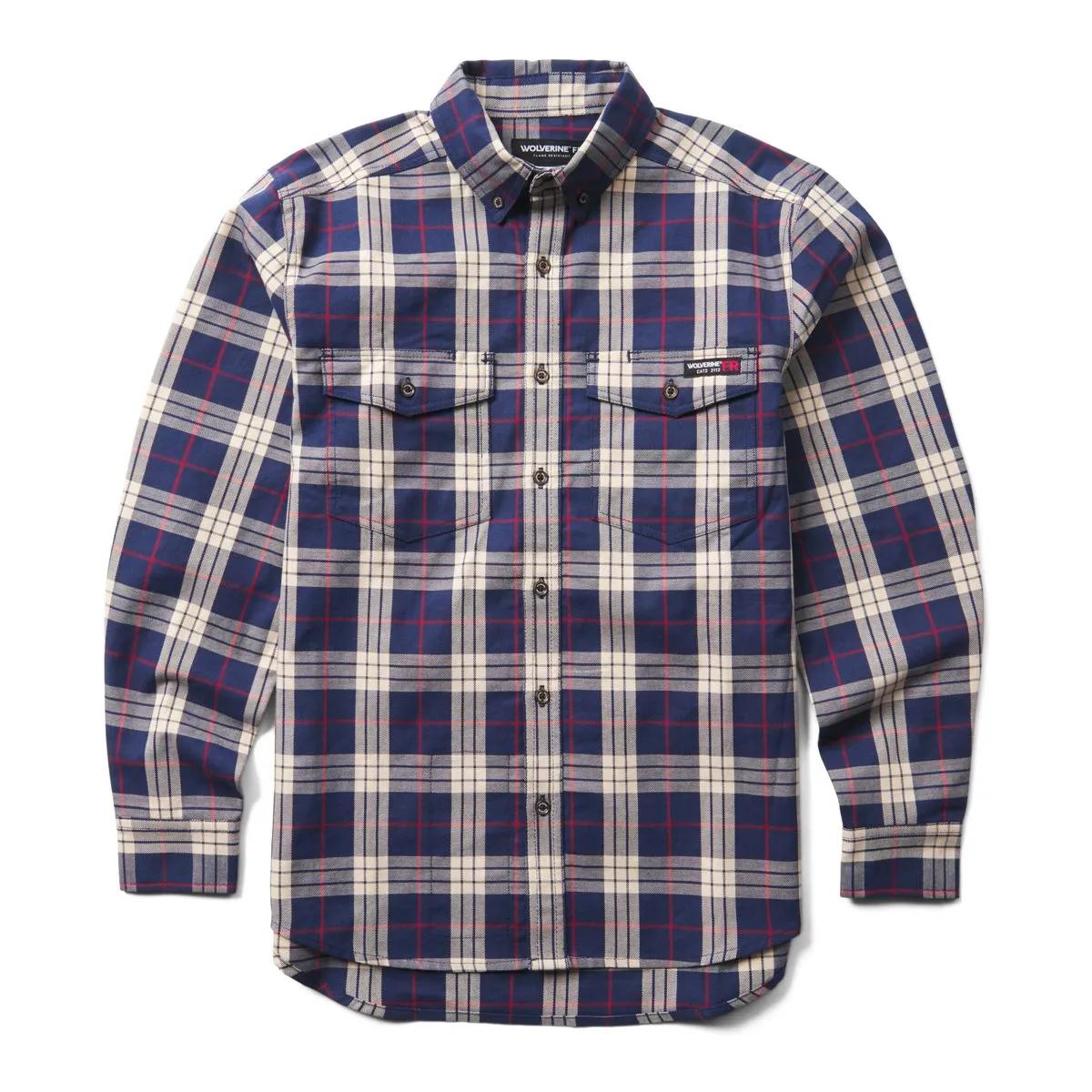 FR Plaid Long Sleeve Twill Shirt, Dark Navy Plaid, dynamic 1