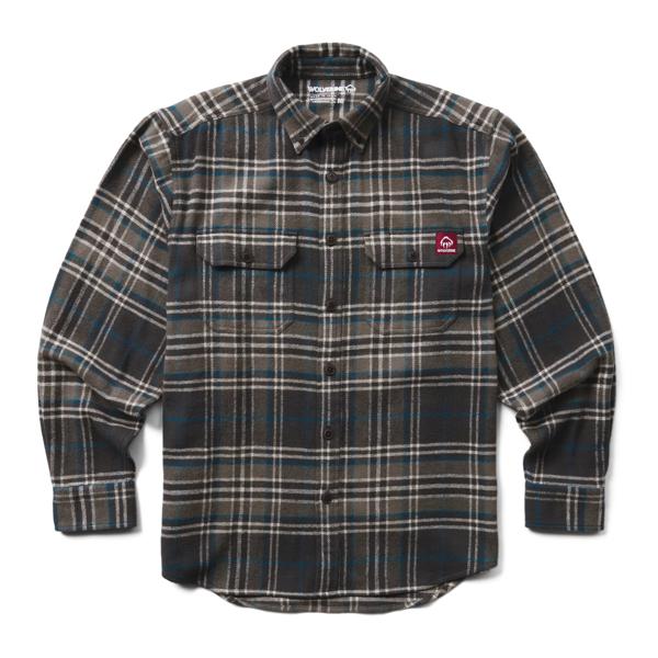 Glacier Heavyweight Long Sleeve Flannel Shirt, Gunmetal Plaid, dynamic