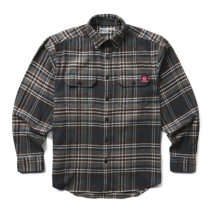 Glacier Heavyweight Long Sleeve Flannel Shirt (Big & Tall), Gunmetal, dynamic