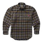 Glacier Heavyweight Long Sleeve Flannel Shirt, Black Olive Plaid, dynamic 1