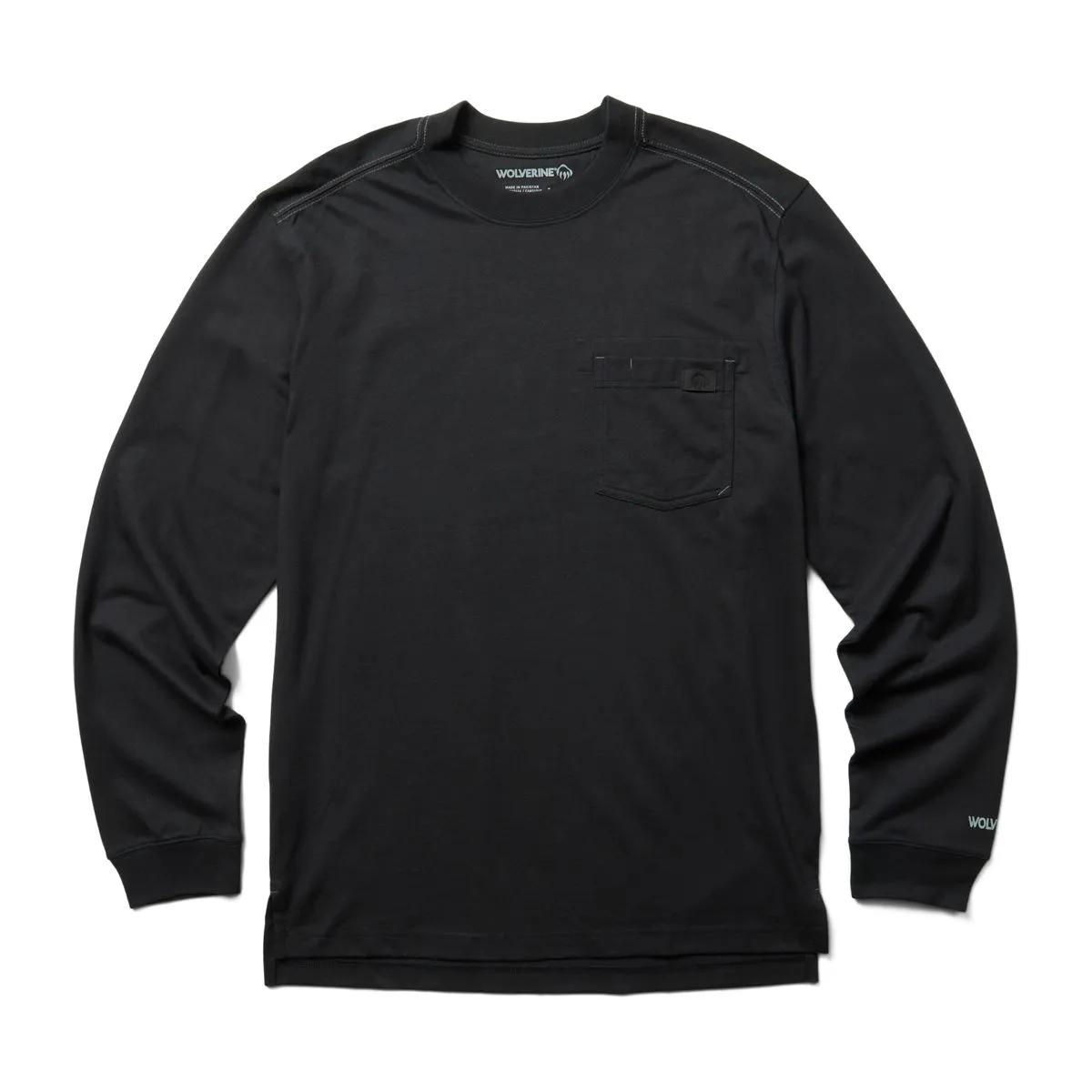 Guardian Cotton&trade; Long Sleeve Pocket Tee, Black, dynamic 1