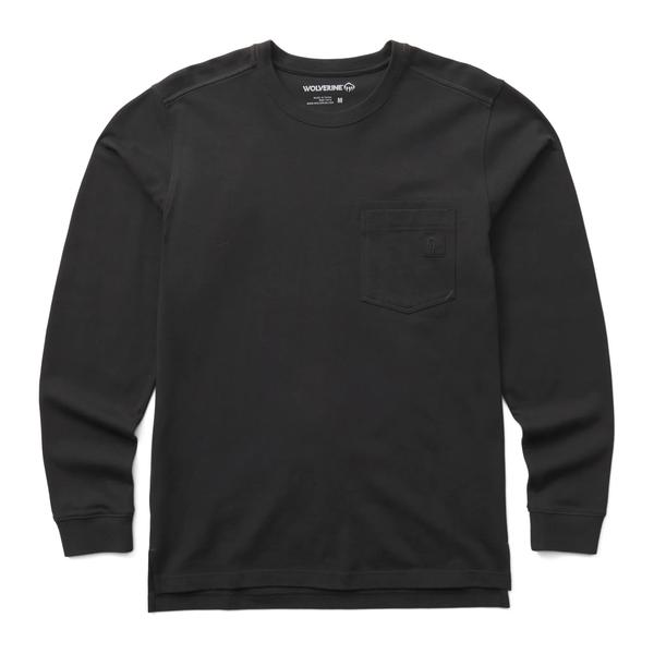 Guardian Cotton&trade; Long Sleeve Pocket Tee, Black, dynamic