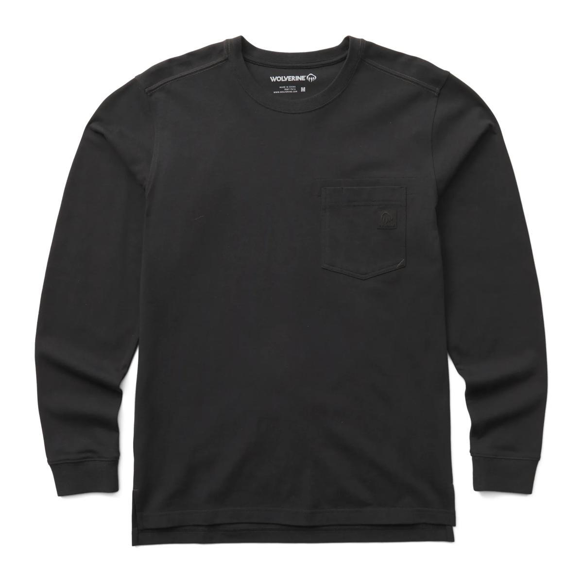 Guardian Cotton&trade; Long Sleeve Pocket Tee, Black, dynamic 1