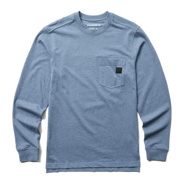 Guardian Cotton&trade; Long Sleeve Pocket Tee, Blue Heather, dynamic