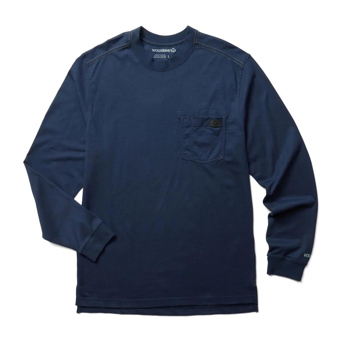 Guardian Cotton&trade; Long Sleeve Pocket Tee, Navy, dynamic 1