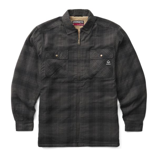 Hastings Sherpa Lined Zip Shirt-Jac, Shadow Grey Plaid, dynamic