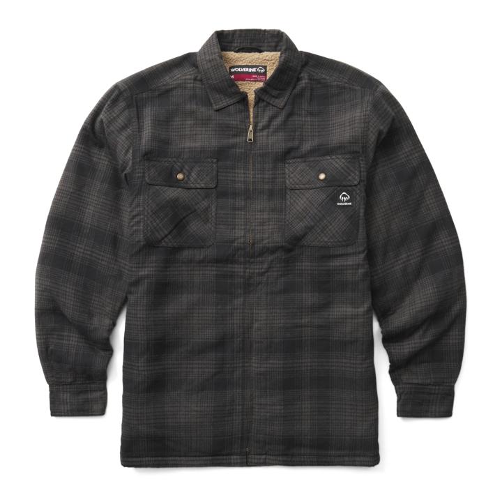 Hastings Sherpa Lined Zip Shirt-Jac, Shadow Grey Plaid, dynamic