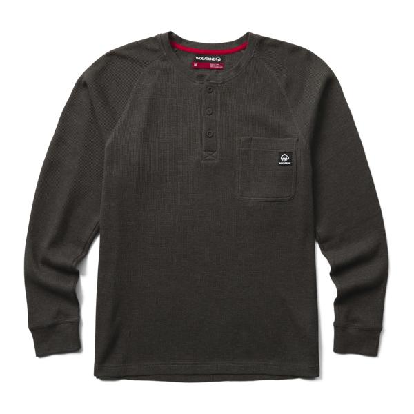 Walden II Thermal Long Sleeve Henley, Black, dynamic