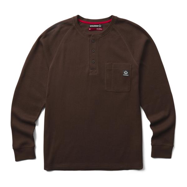 Walden II Thermal Long Sleeve Henley, Java, dynamic