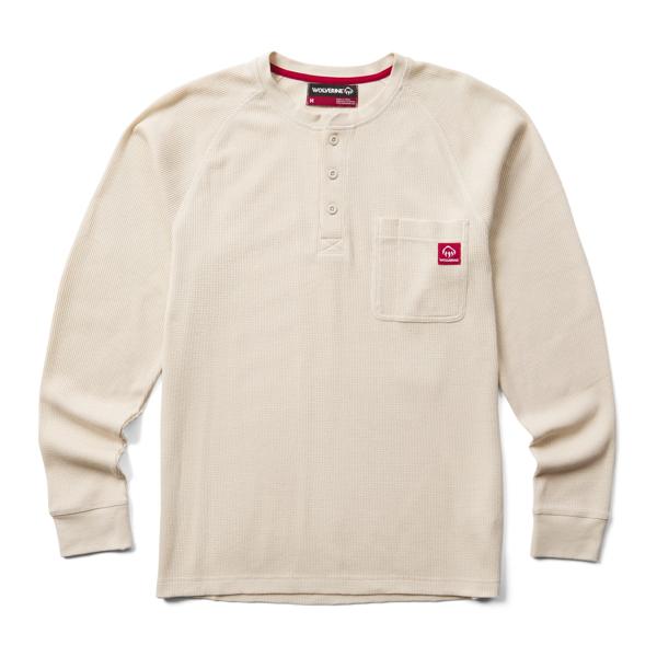 Walden II Thermal Long Sleeve Henley, Stone, dynamic