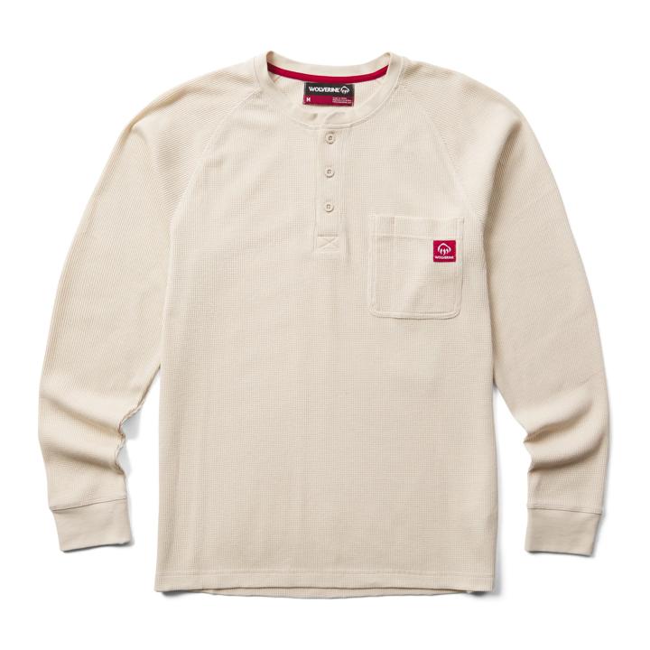 Walden II Thermal Long Sleeve Henley, Stone, dynamic