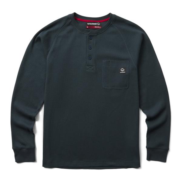 Walden II Thermal Long Sleeve Henley, Dark Navy, dynamic