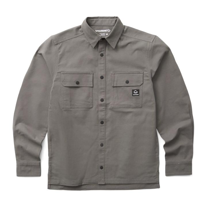 Steelhead Stretch Canvas Overshirt, Greystone, dynamic