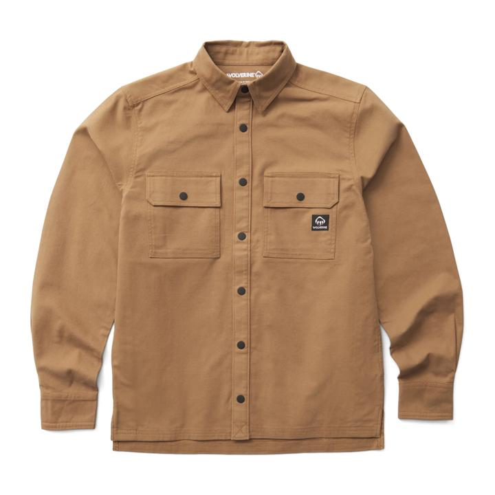 Steelhead Stretch Canvas Overshirt, Hickory, dynamic