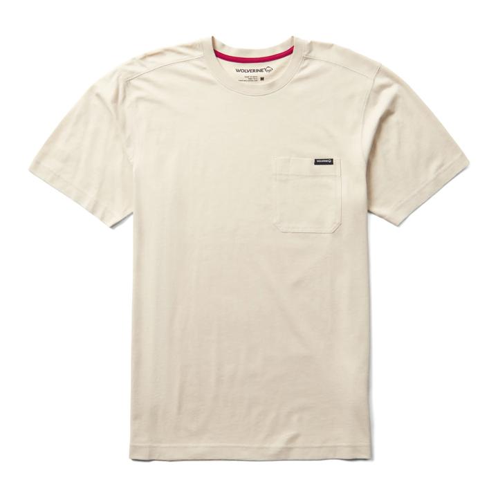Classic Short Sleeve Pocket Tee, Stone, dynamic