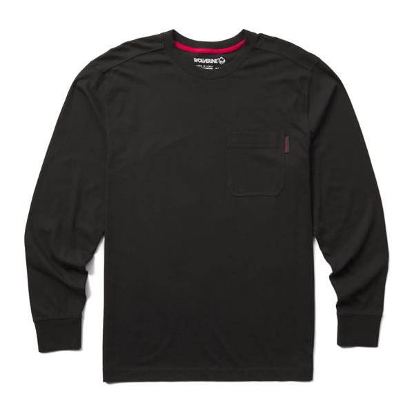 Classic Long Sleeve Pocket Tee, Black, dynamic