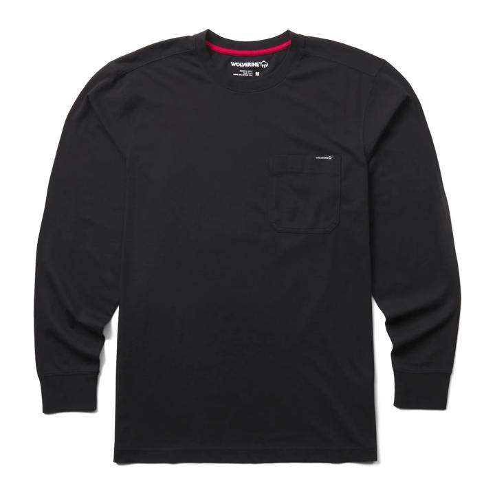 Classic Long Sleeve Pocket Tee, Black, dynamic