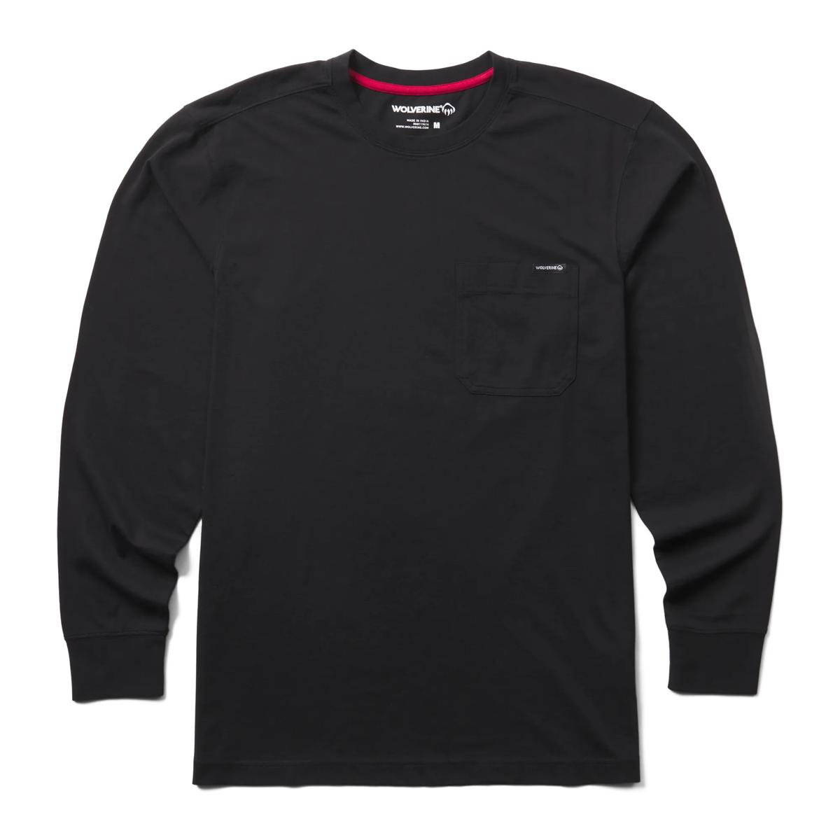 Classic Long Sleeve Pocket Tee, Black, dynamic 1