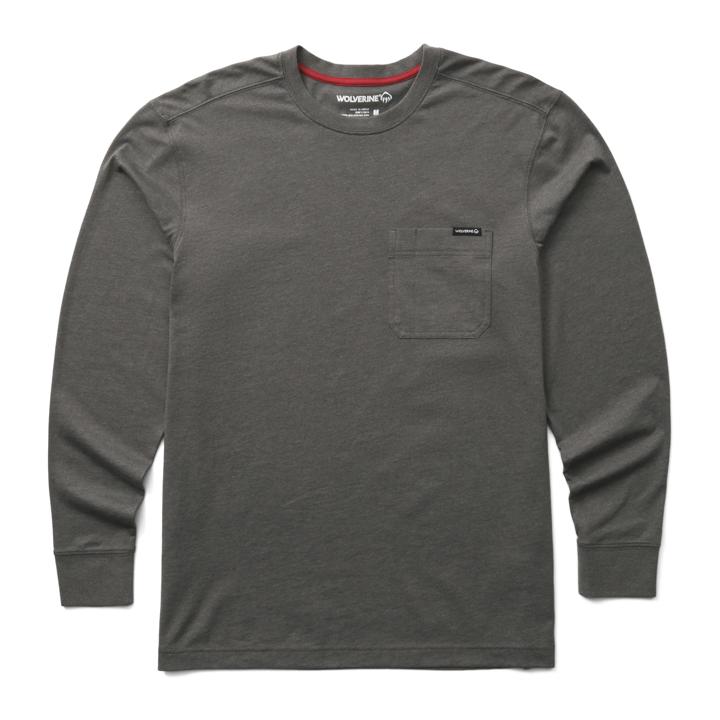 Classic Long Sleeve Pocket Tee, Charcoal Heather, dynamic