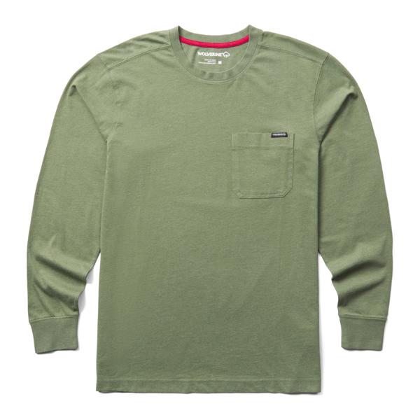 Classic Long Sleeve Pocket Tee, Bronze Green, dynamic
