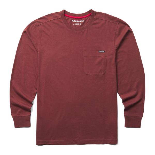 Classic Long Sleeve Pocket Tee, Oxblood, dynamic