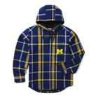 Wolverine x University of Michigan Bucksaw Hooded Flannel Shirt-Jac, Michigan Blue, dynamic 1