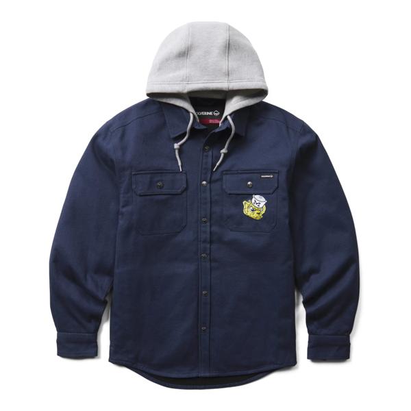 Wolverine x University of Michigan​  Overman Hooded Canvas Shirt-Jac, Navy, dynamic