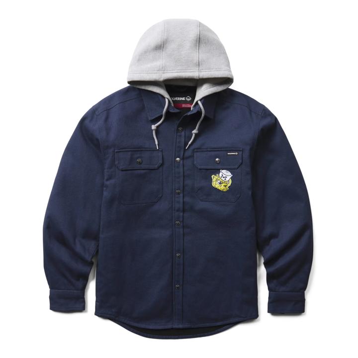 Wolverine x University of Michigan Overman Hooded Canvas Shirt-Jac(Big & Tall), Navy, dynamic